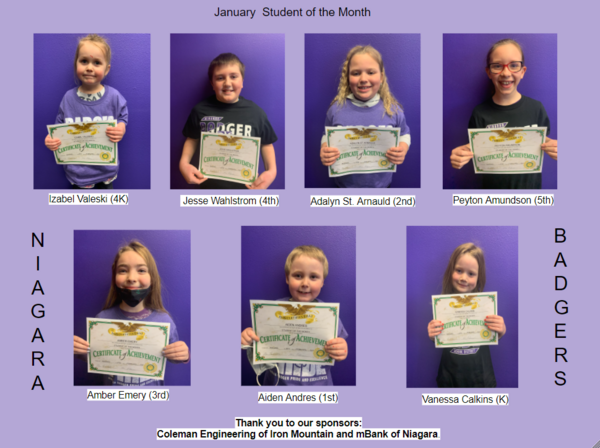 January 2021 Students of the Month