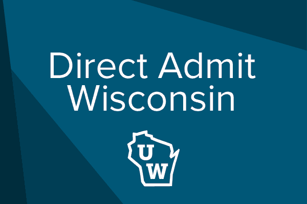 Direct Admit Wisconsin Logo in white text on a gradient blue background